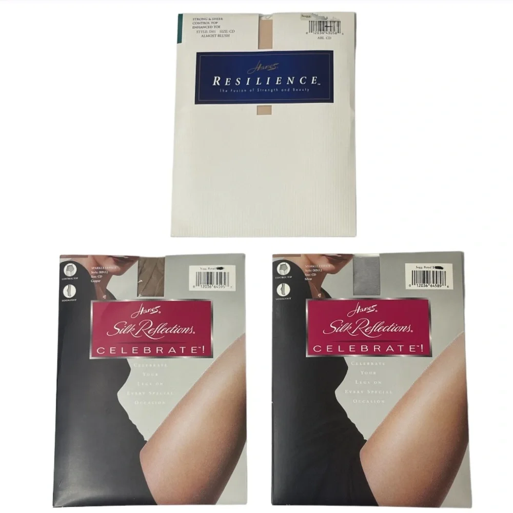 Vintage Hosiery Womens Pantyhose Lot Hanes Silk Reflection Resilience Beige Nude
